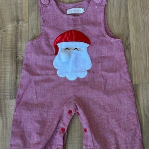 Red and White Baby Santa Overalls